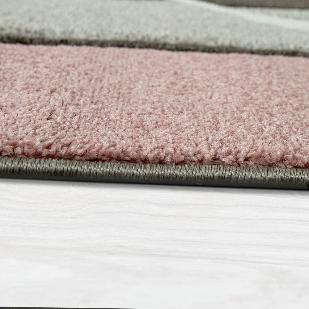 Pink White Area Rug Modern Contour Cut Pastel Colors-1