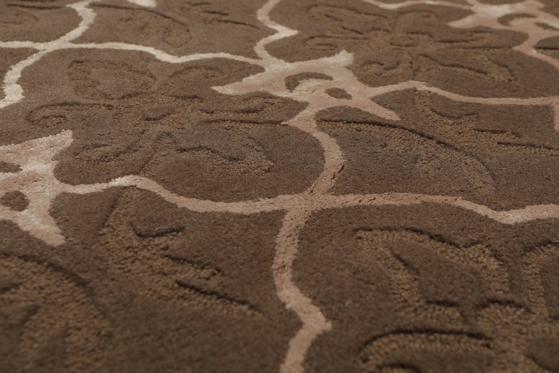 4x6 Brown, Tan Hand Tufted Wool & Bamboo Silk  Oriental Area Rug-1