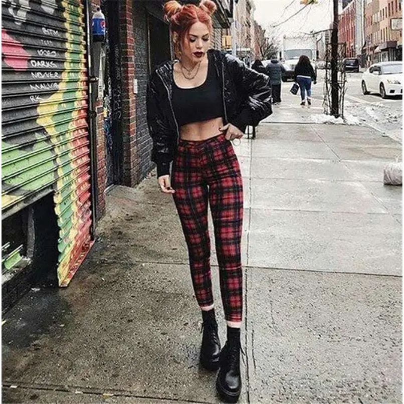 Plaid Women’s High-Waist Stretch Leggings 3 Pack