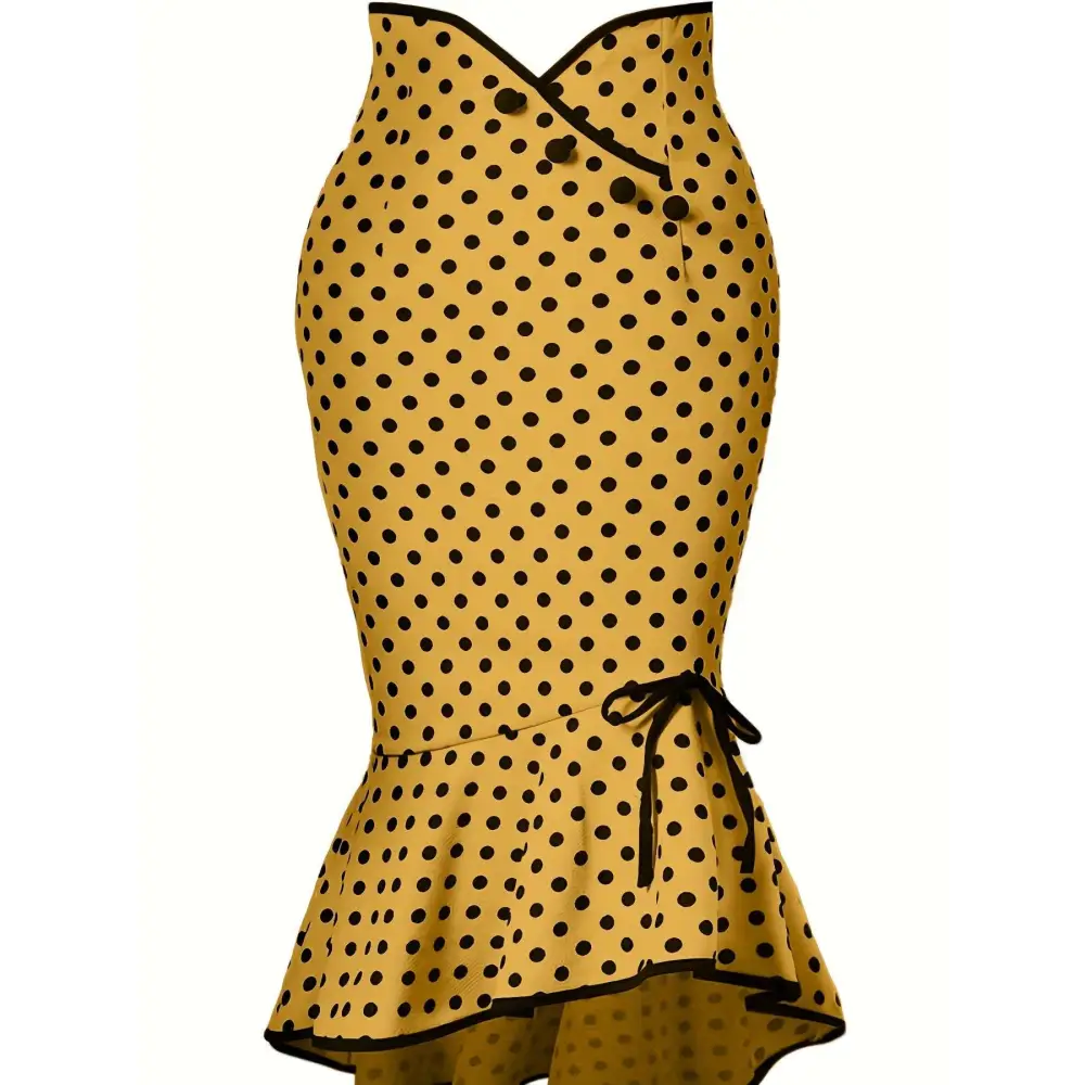 Polka Dots Half Body Slim Fit Fishtail Skirt