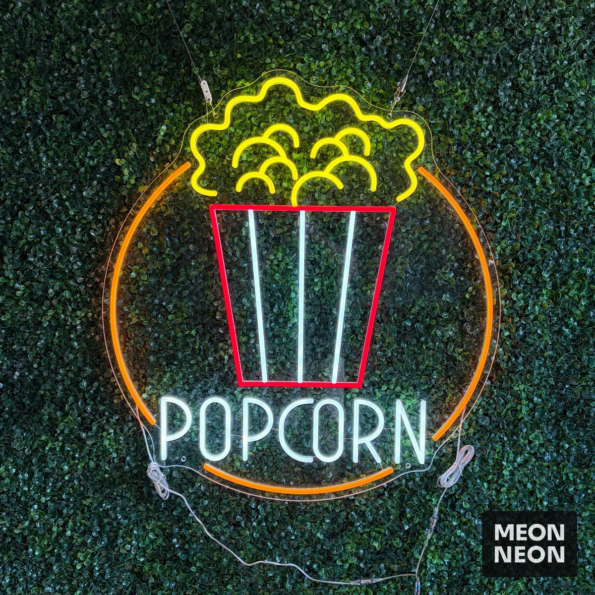 Popcorn Bucket Neon Sign Round