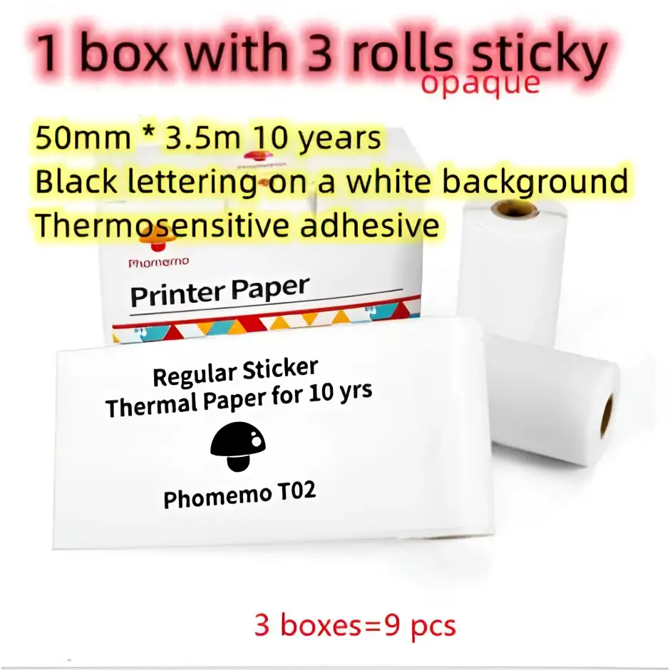 Portable Mini Label Printer with Sticky Paper rolls