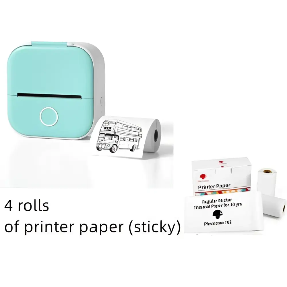 Portable Mini Label Printer with Sticky Paper rolls