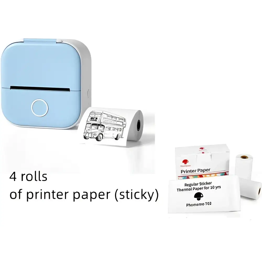 Portable Mini Label Printer with Sticky Paper rolls