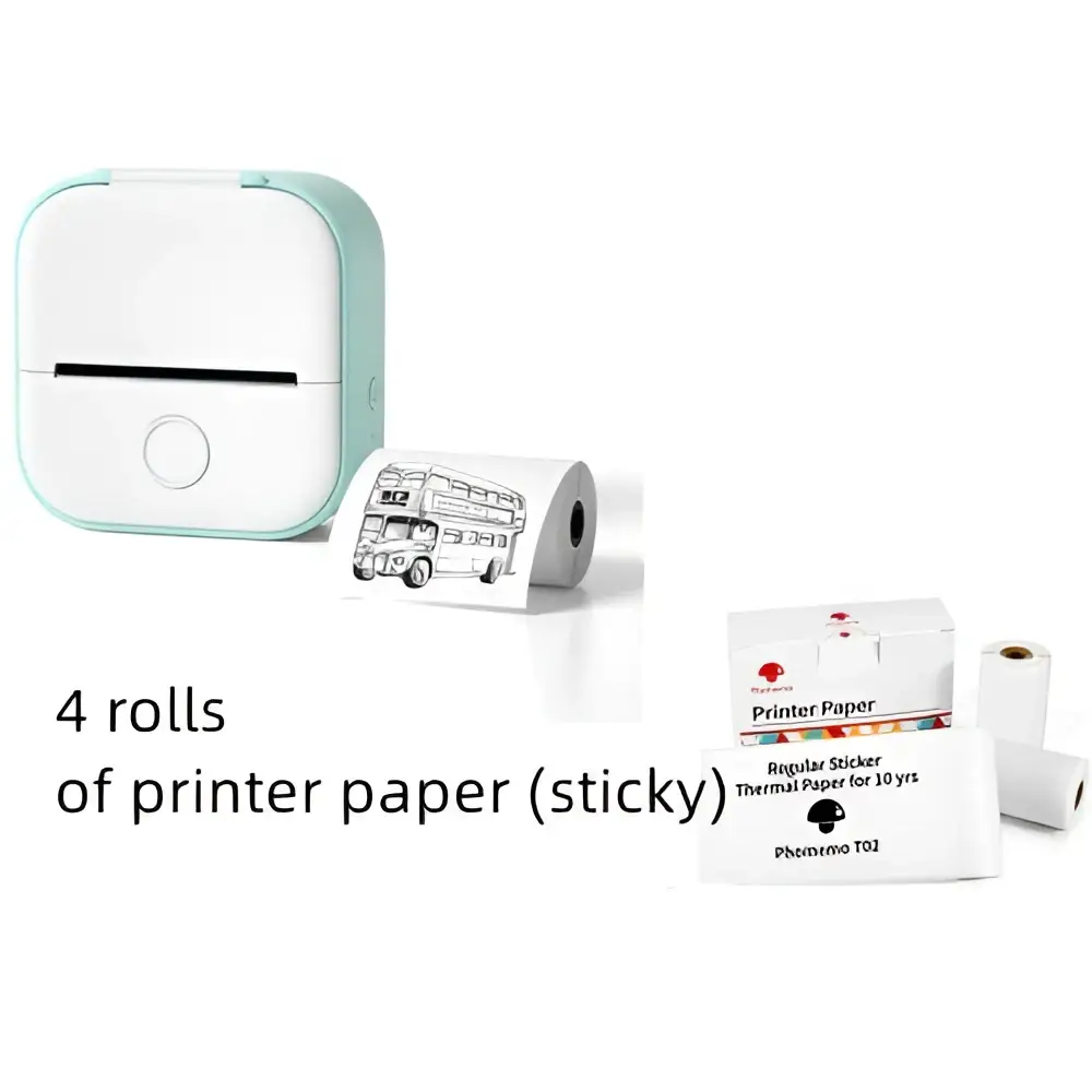Portable Mini Label Printer with Sticky Paper rolls