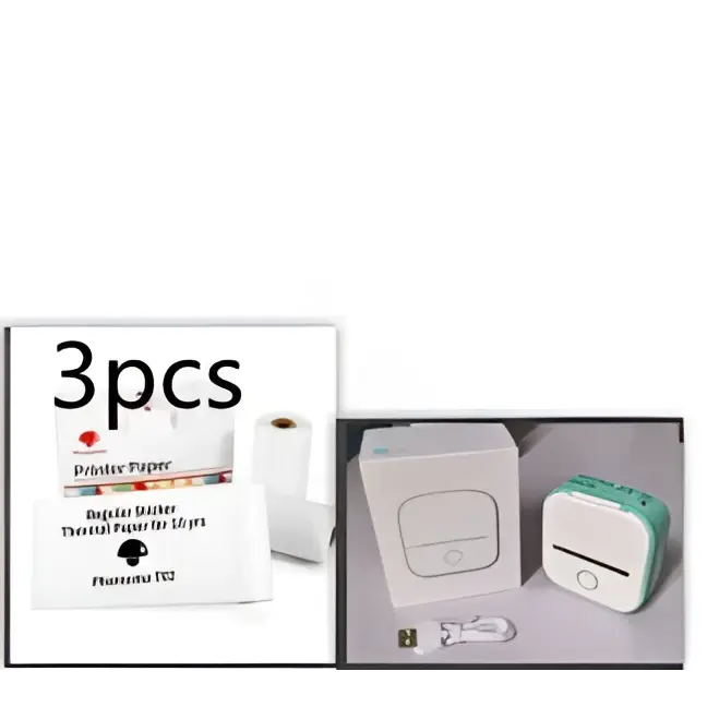 Portable Mini Label Printer with Sticky Paper rolls