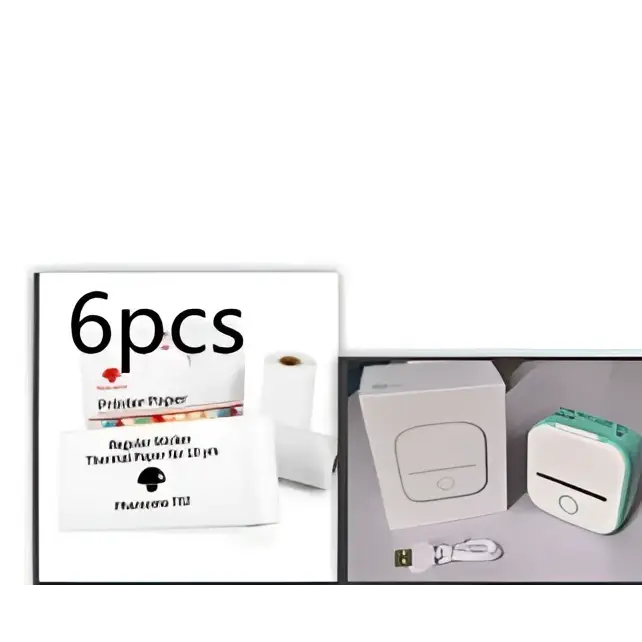 Portable Mini Label Printer with Sticky Paper rolls
