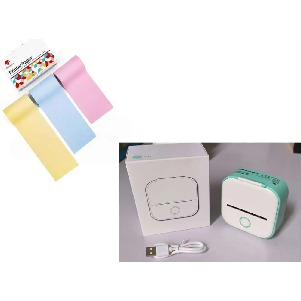 Portable Mini Label Printer with Sticky Paper rolls