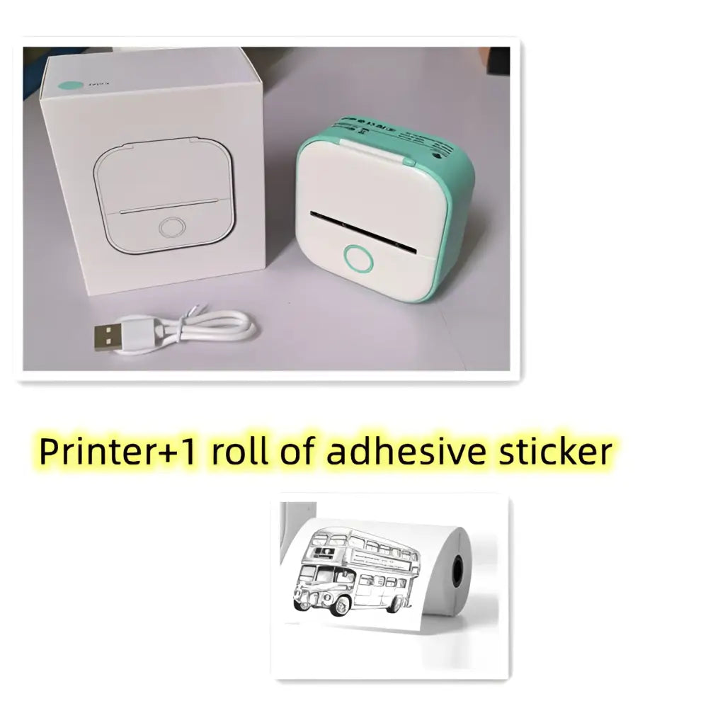 Portable Mini Label Printer with Sticky Paper rolls