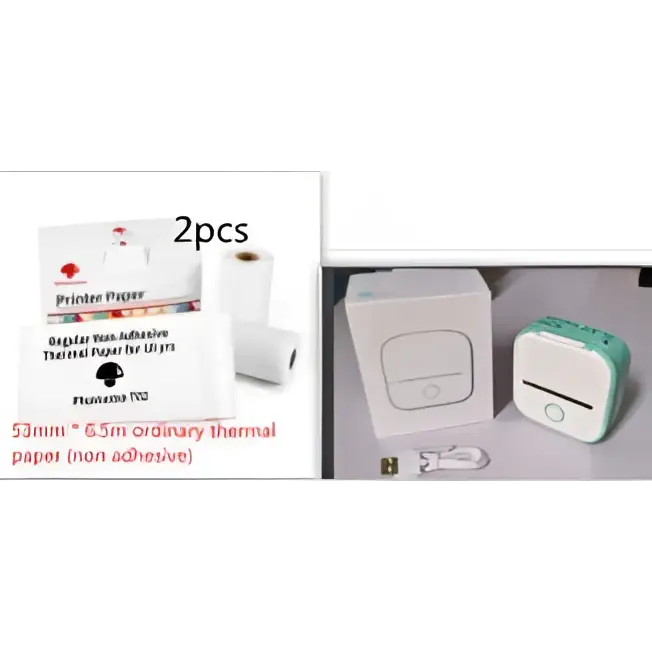 Portable Mini Label Printer with Sticky Paper rolls