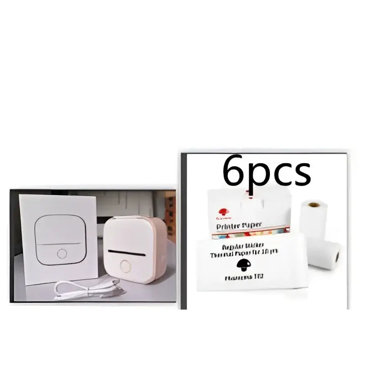 Portable Mini Label Printer with Sticky Paper rolls