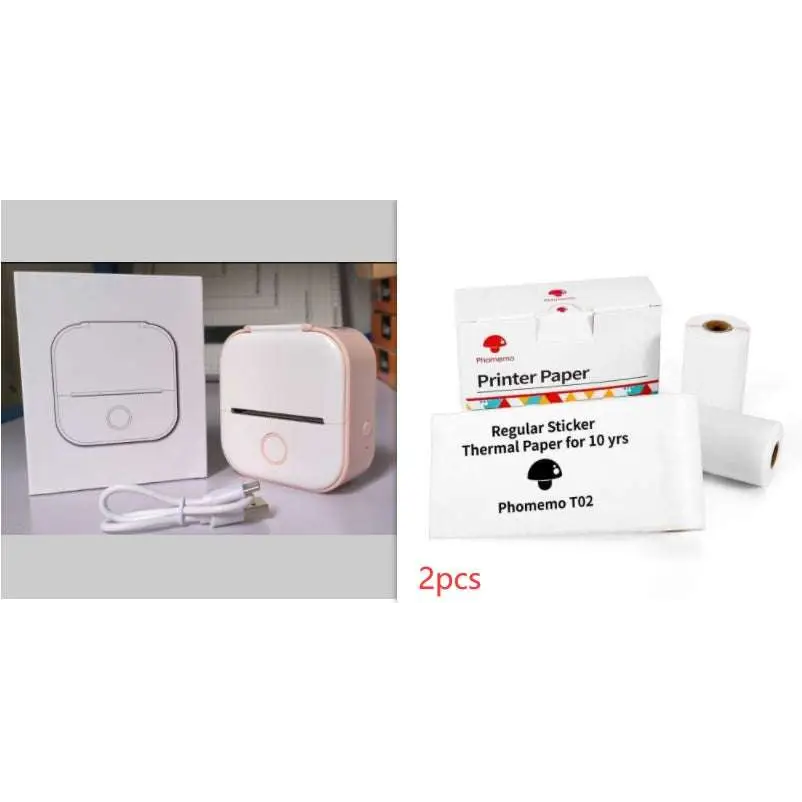 Portable Mini Label Printer with Sticky Paper rolls
