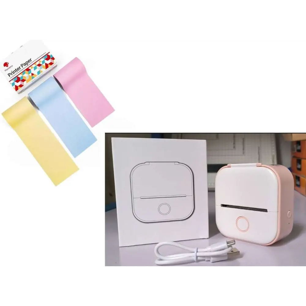 Portable Mini Label Printer with Sticky Paper rolls
