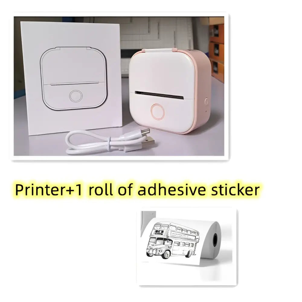 Portable Mini Label Printer with Sticky Paper rolls