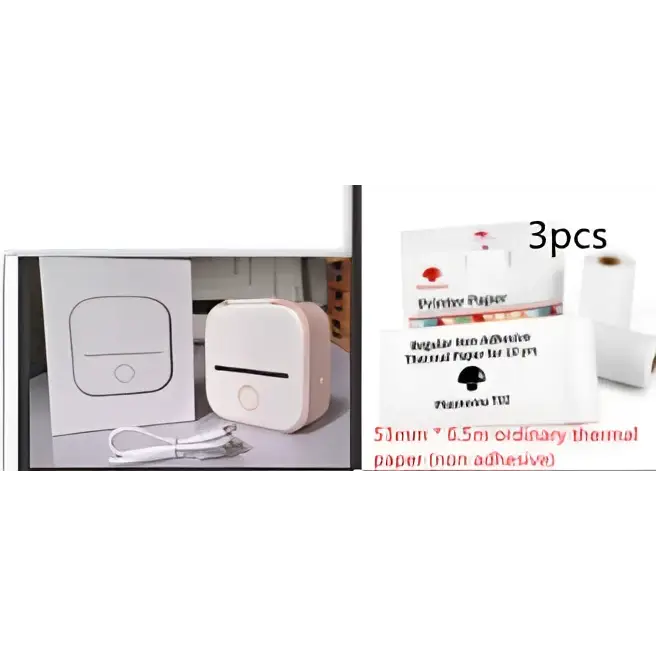 Portable Mini Label Printer with Sticky Paper rolls