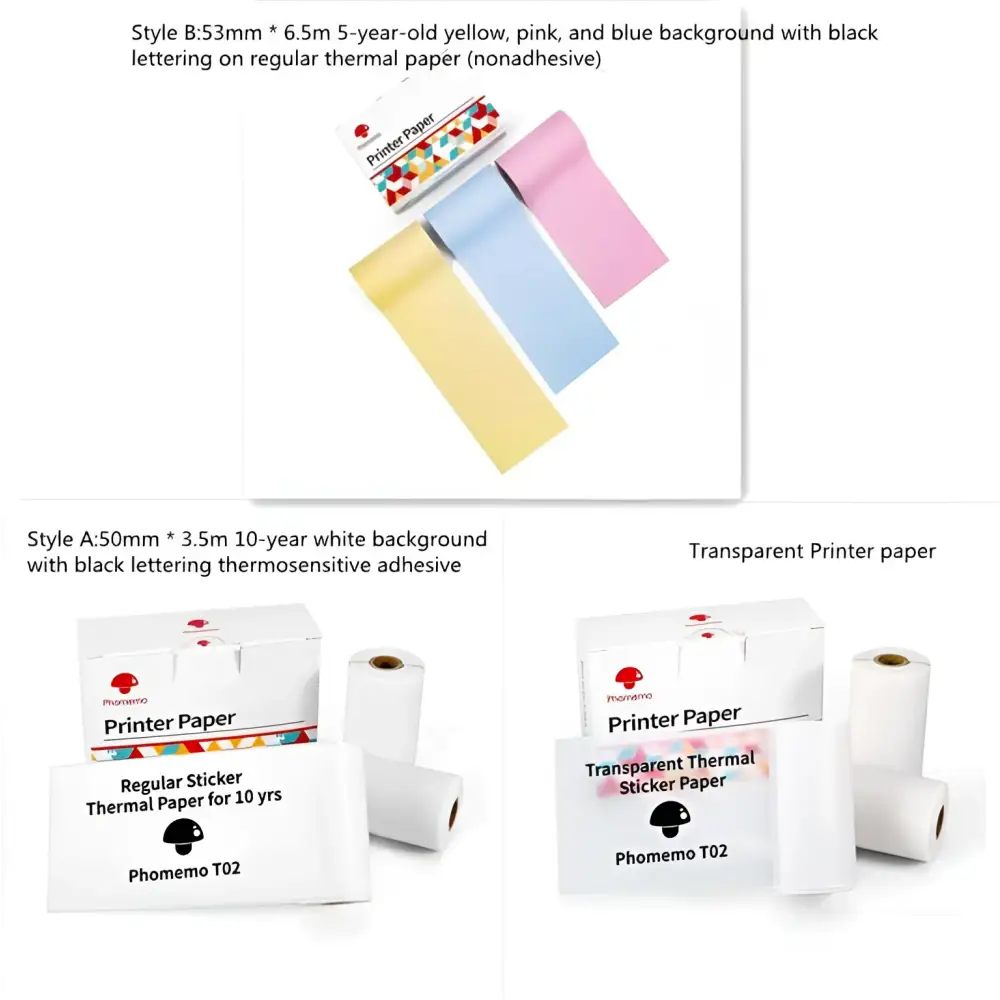Portable Mini Label Printer with Sticky Paper rolls