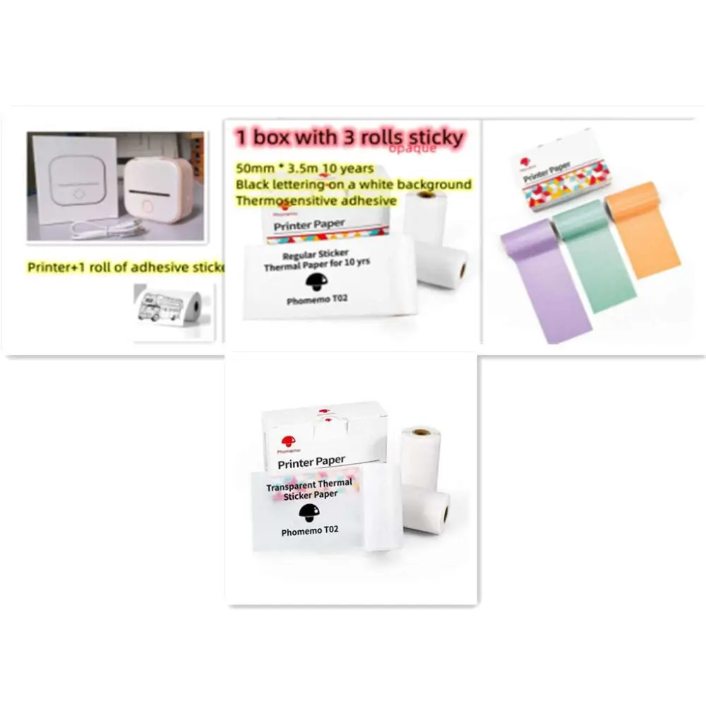 Portable Mini Label Printer with Sticky Paper rolls