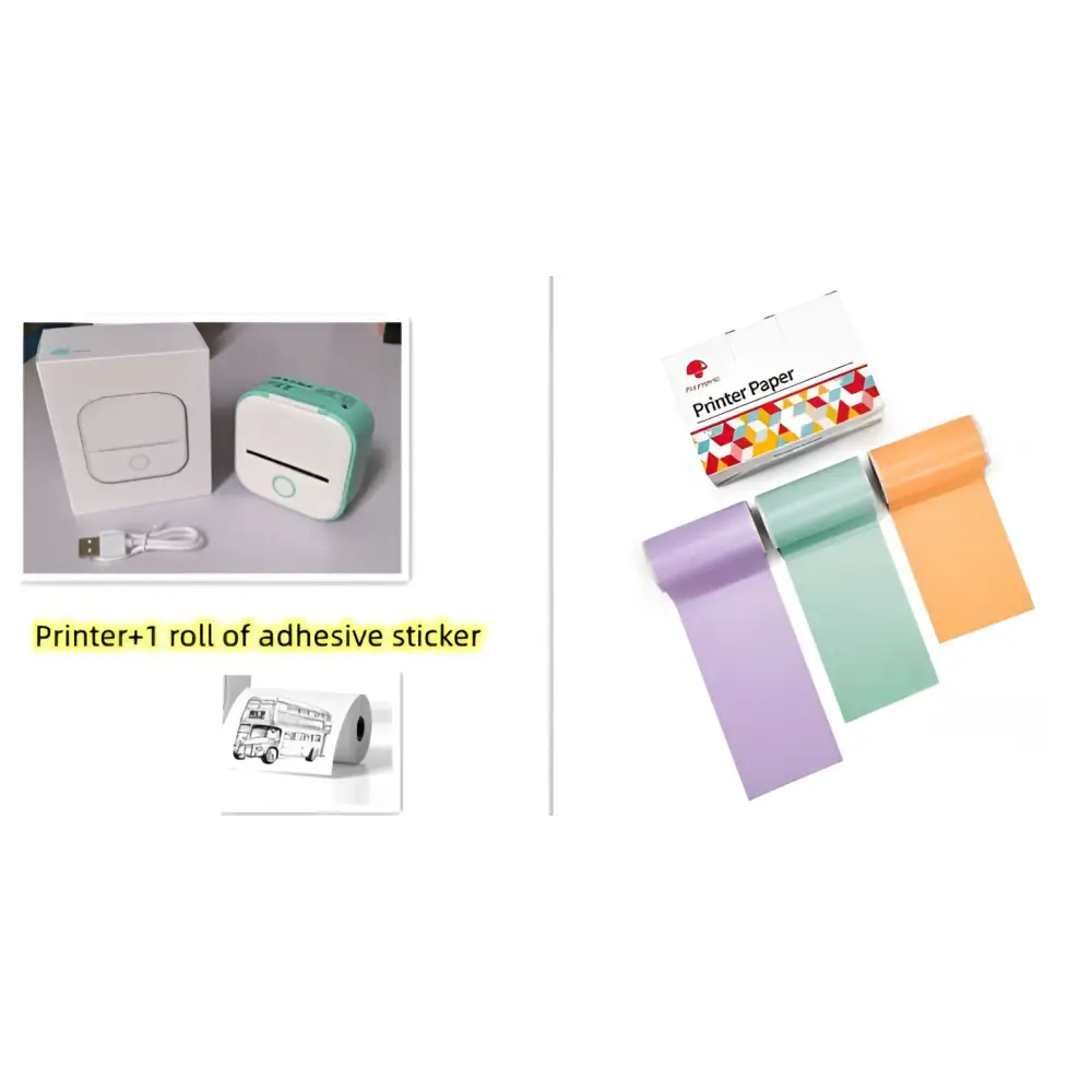 Portable Mini Label Printer with Sticky Paper rolls