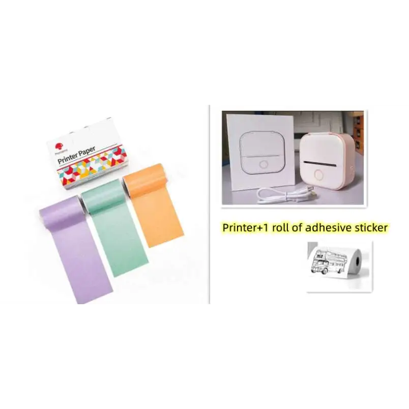 Portable Mini Label Printer with Sticky Paper rolls