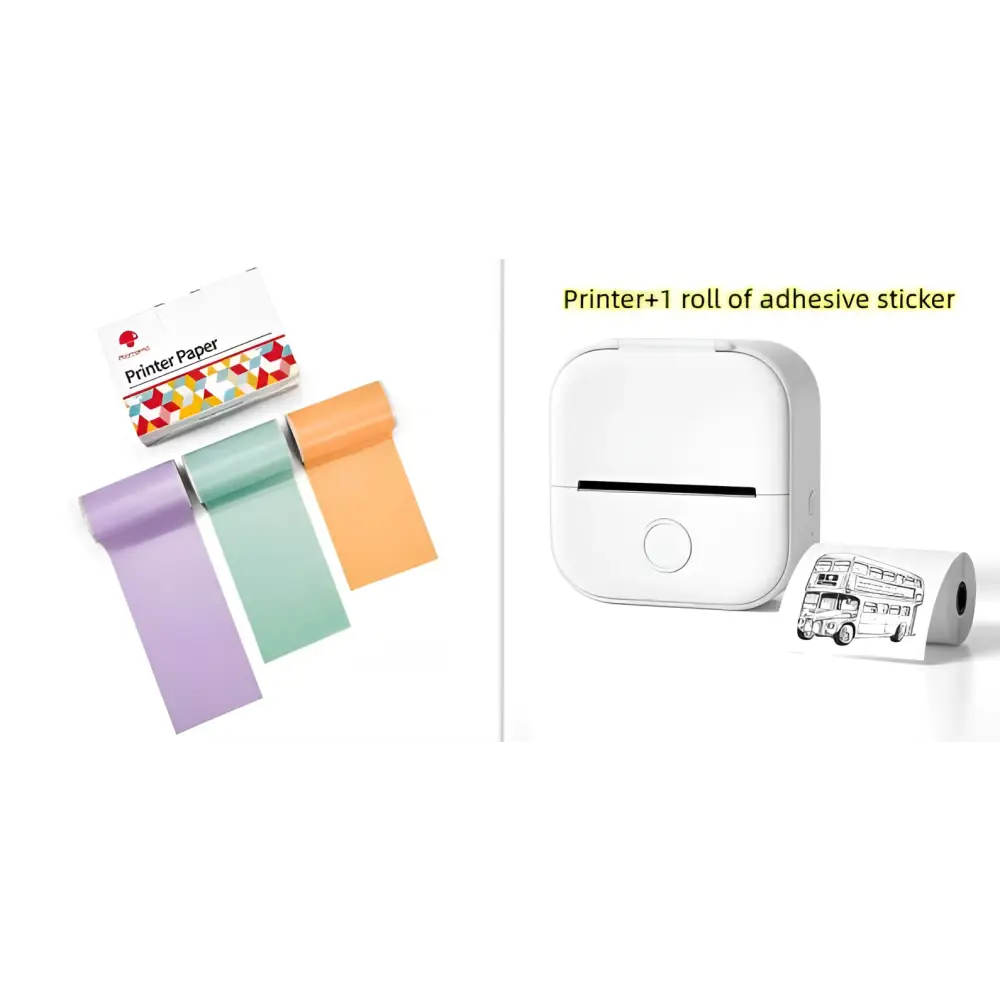 Portable Mini Label Printer with Sticky Paper rolls