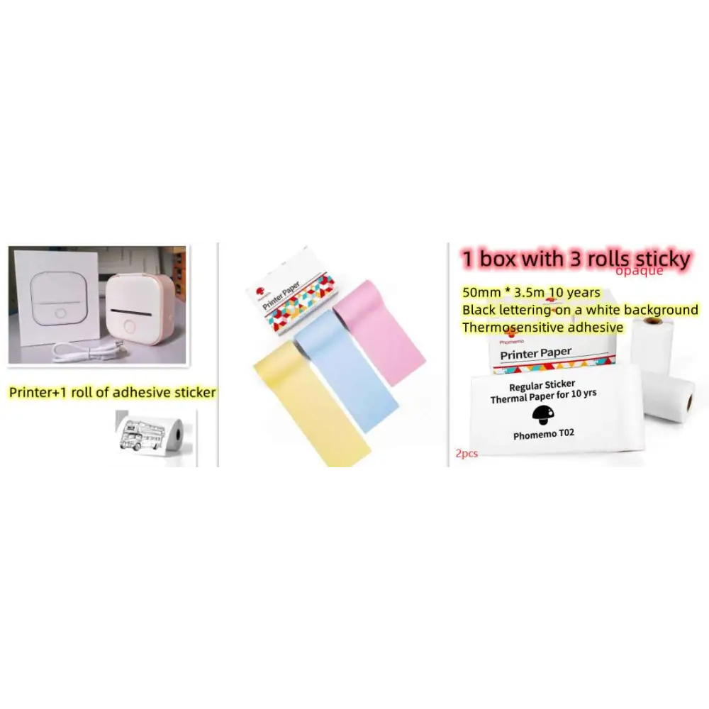 Portable Mini Label Printer with Sticky Paper rolls
