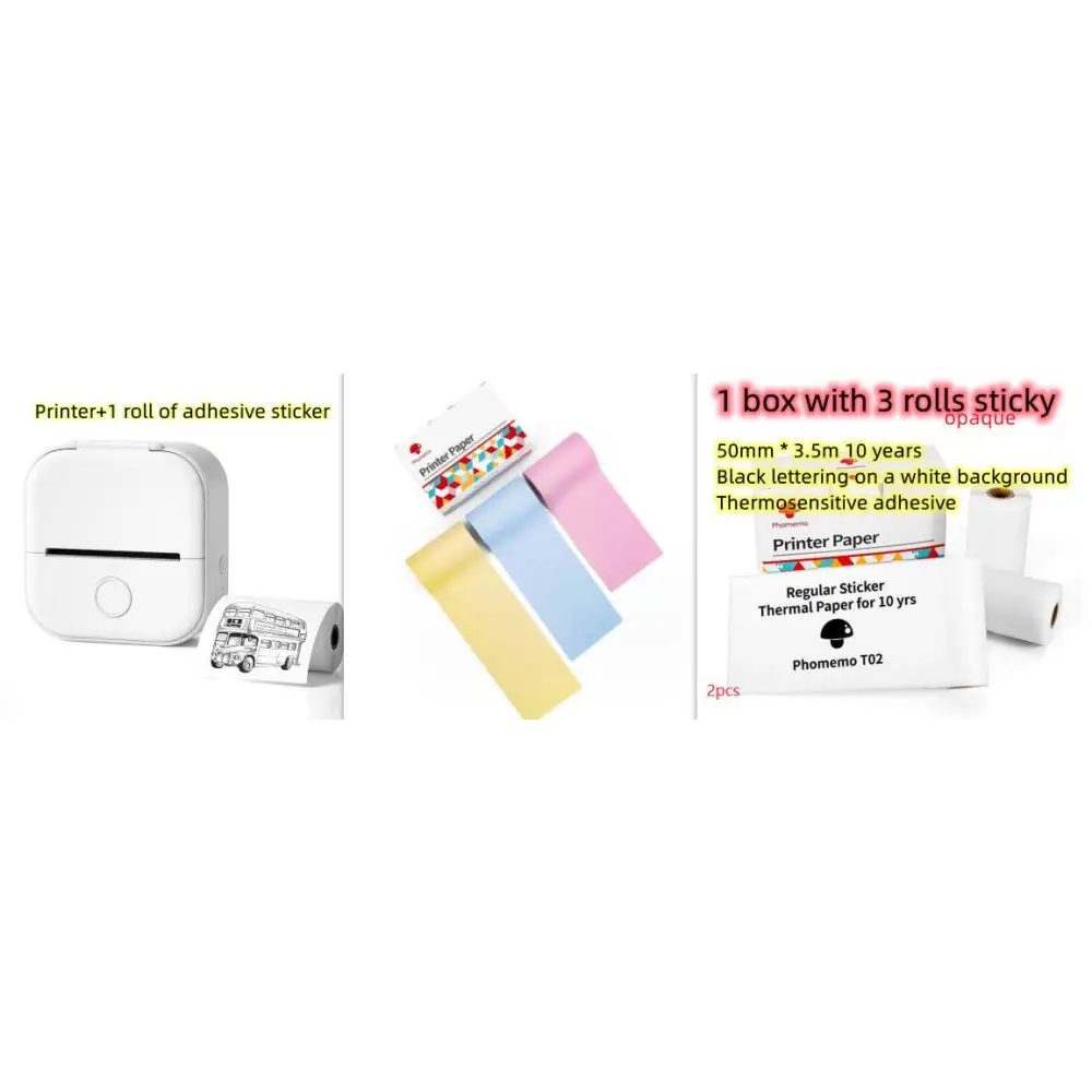 Portable Mini Label Printer with Sticky Paper rolls
