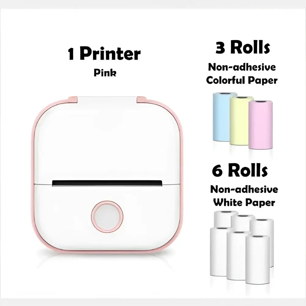 Portable Mini Label Printer with Sticky Paper rolls