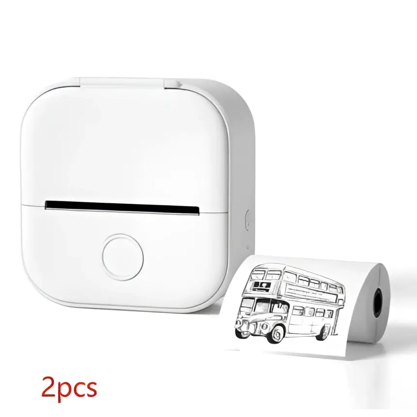 Portable Mini Label Printer with Sticky Paper rolls