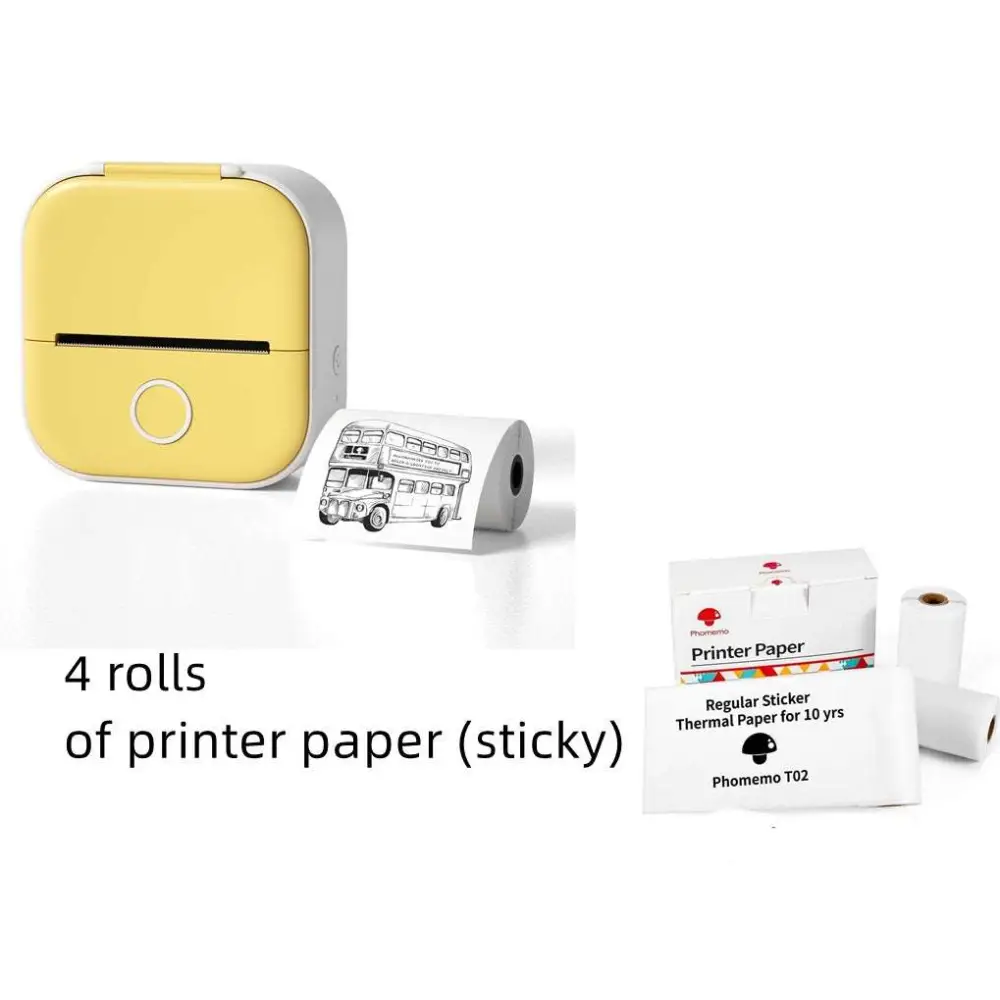 Portable Mini Label Printer with Sticky Paper rolls