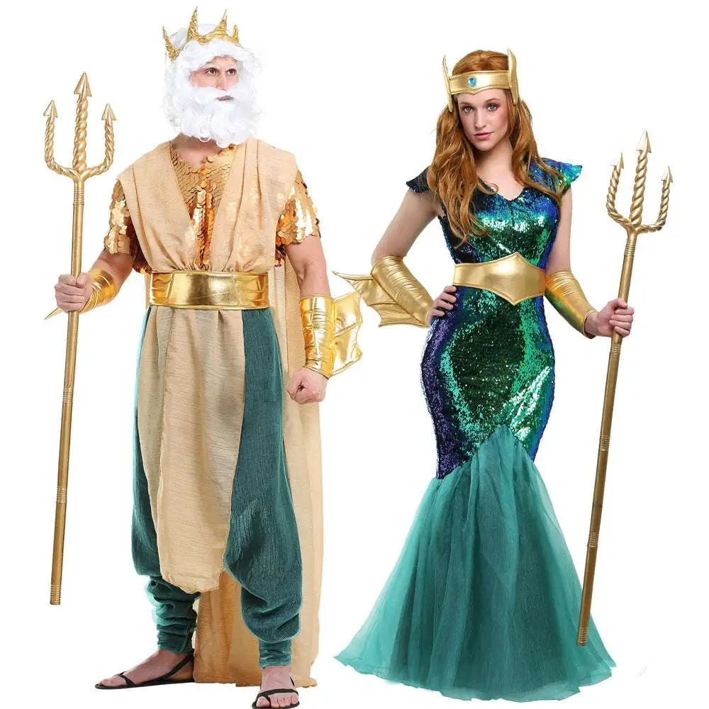 Poseidon Queen King God of War Costume