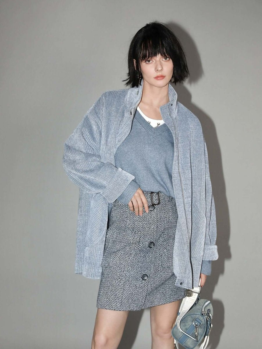 Powder Blue Chenille Coat-0