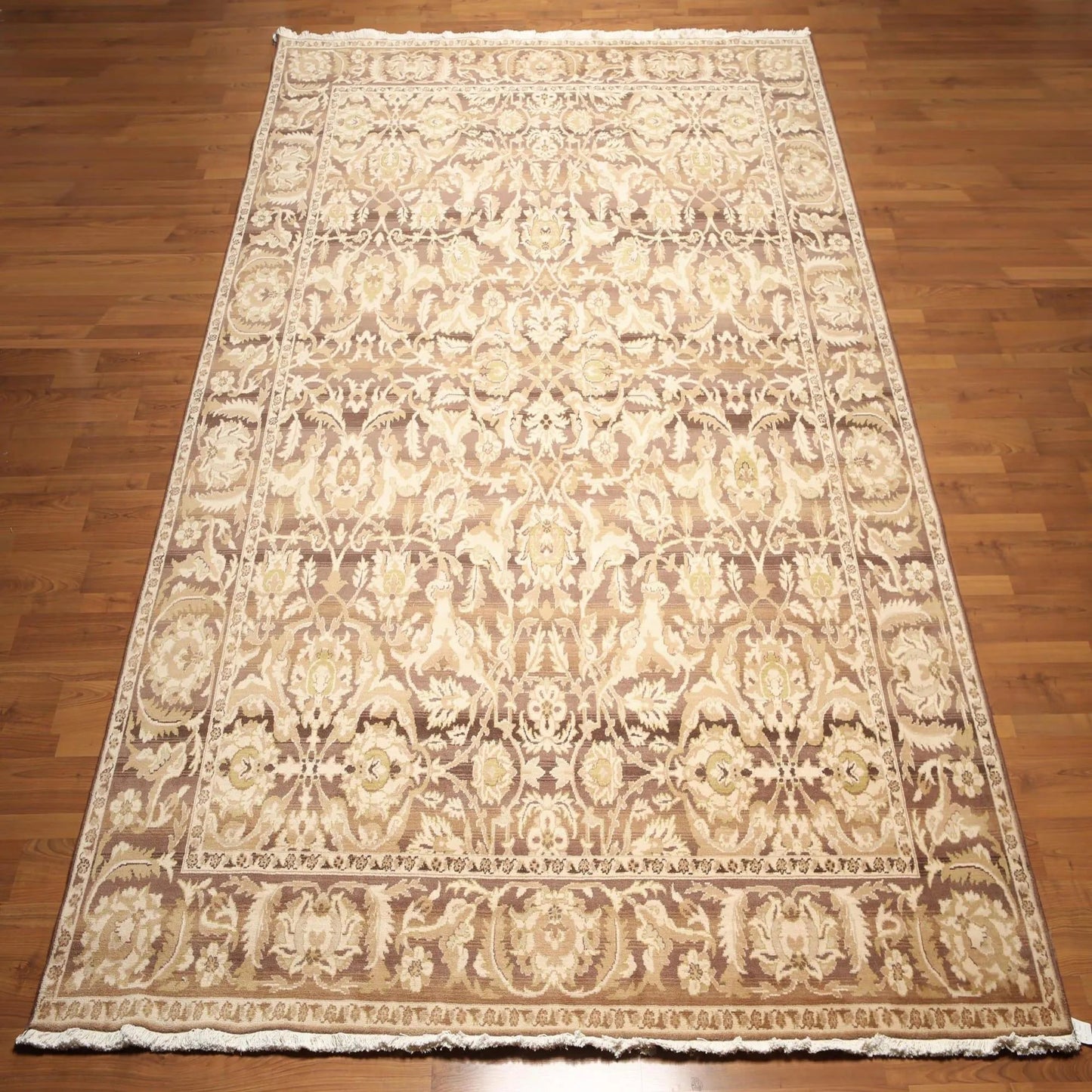 Hand Knotted Wool Traditional Oriental Area Rug Full Pile Beige 9' x 12'-2