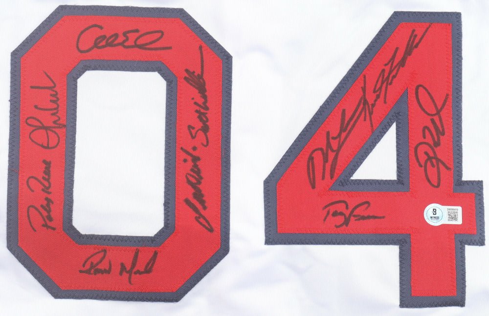 2004 World Series Champions Jersey Signed By (10) With Orlando Cabrera, Pokey Reese, Keith Foulke, Terry Francona (Beckett) Boston Red Sox