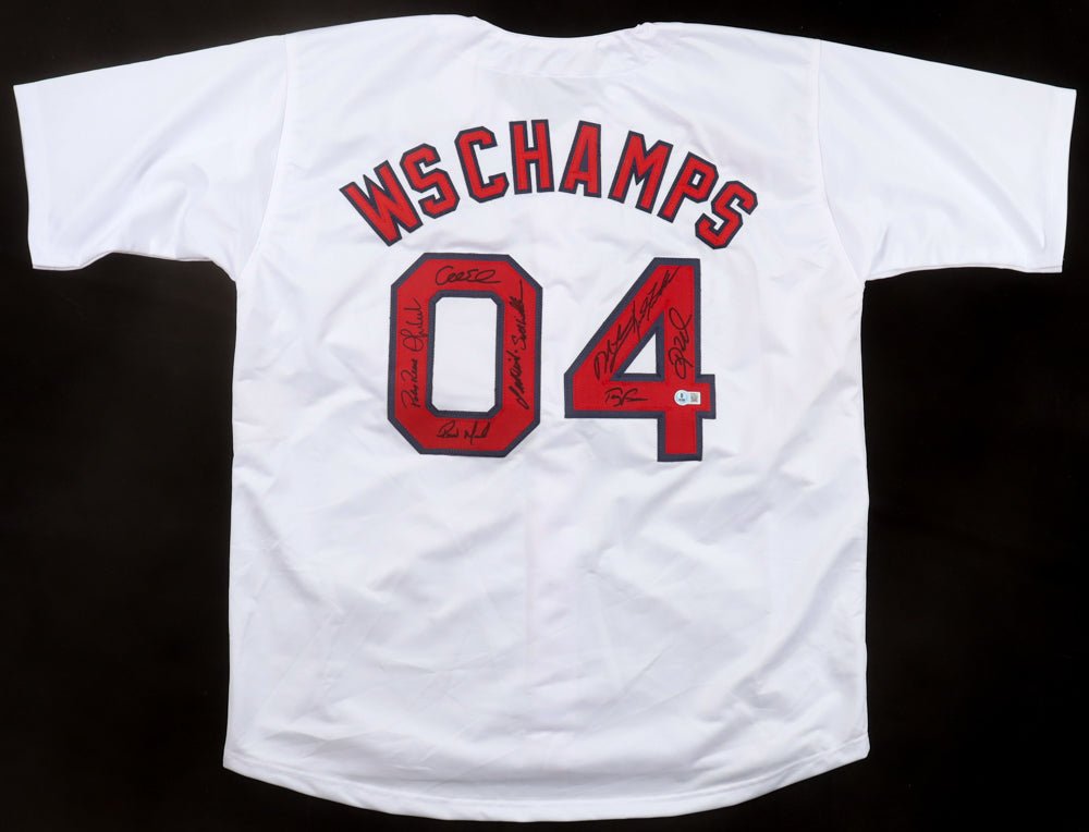 2004 World Series Champions Jersey Signed By (10) With Orlando Cabrera, Pokey Reese, Keith Foulke, Terry Francona (Beckett) Boston Red Sox