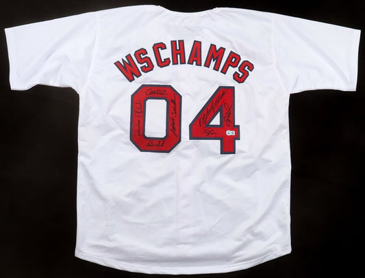 2004 World Series Champions Jersey Signed By (10) With Orlando Cabrera, Pokey Reese, Keith Foulke, Terry Francona (Beckett) Boston Red Sox