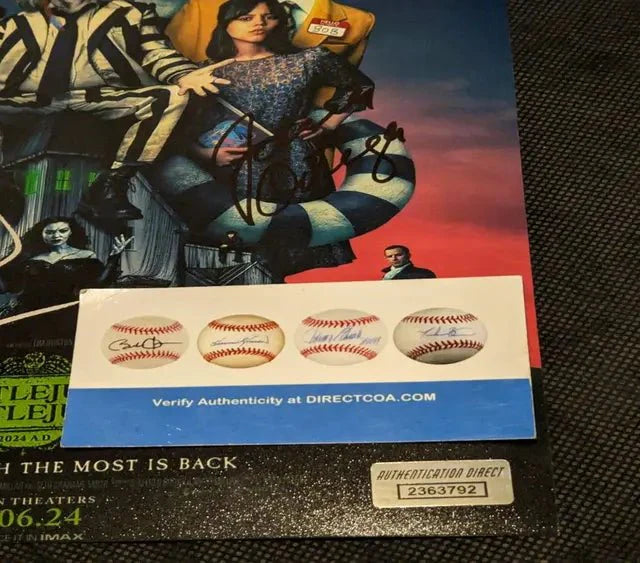 Multi Beetlejuice Autographs -8x10 photo - Jenna Ortega, Michael Keaton & Winona Rider with coa