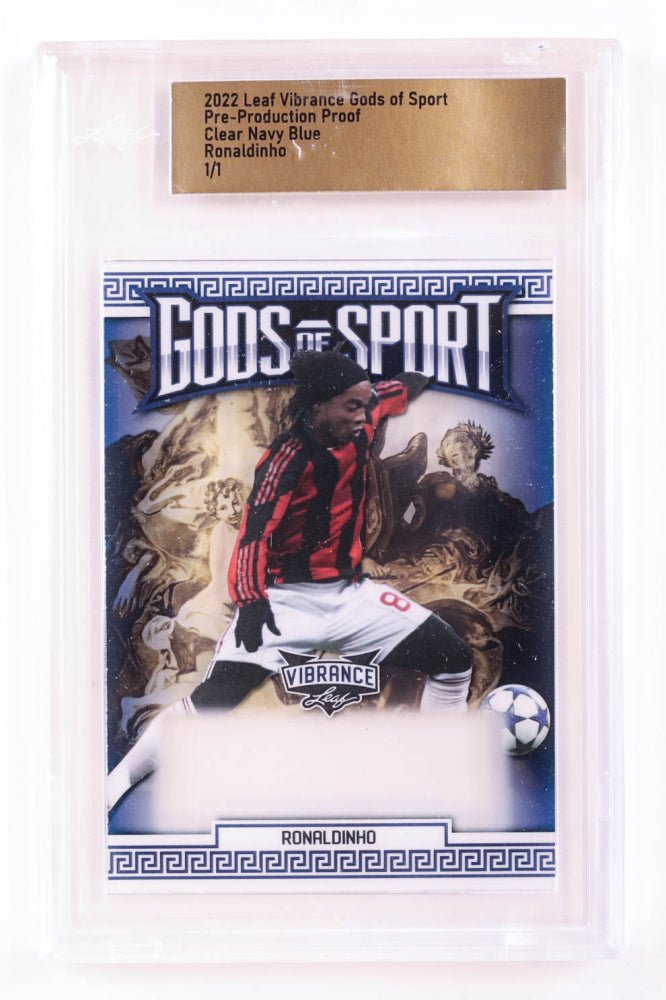 Ronaldinho 2022 Leaf Vibrance Gods of Sport Pre-Production Proof Clear Navy Blue #1/1 (Leaf)