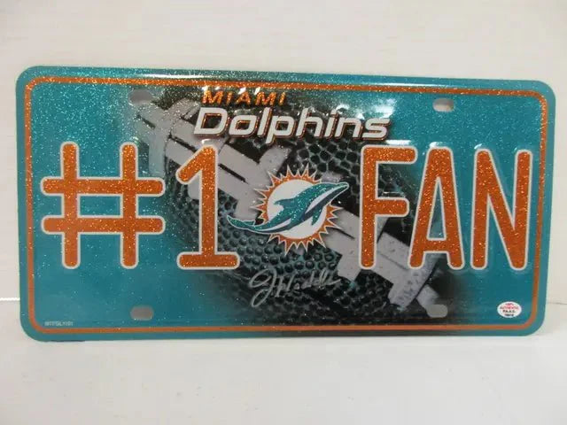 Jaylen Waddle of the Miami Dolphins signed autographed metal license plate PAAS COA 51518