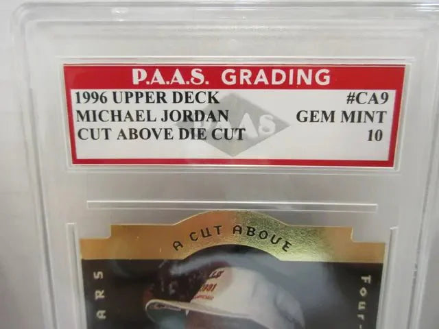 Michael Jordan Bulls 1996 Upper Deck Cut Above Die Cut #CA9 graded PAAS Gem Mint 10