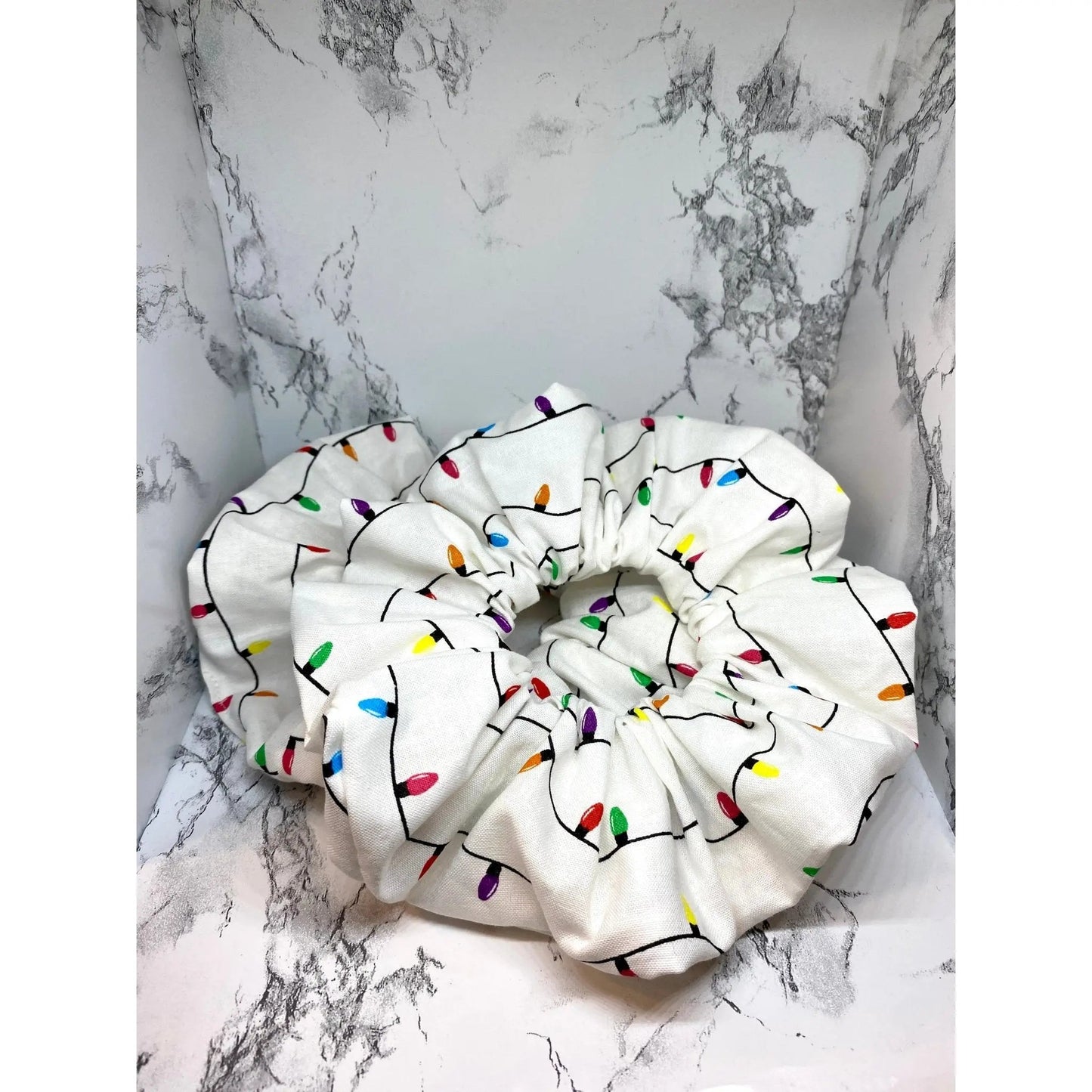White Christmas Lights Scrunchie