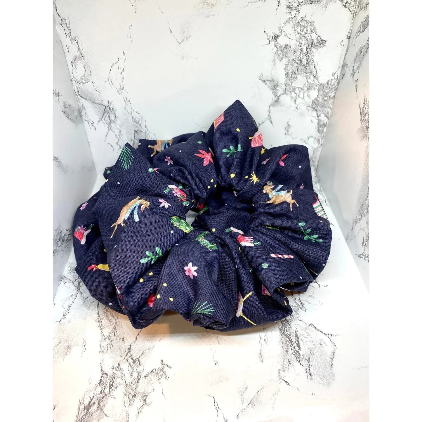 Navy Christmas Toys Scrunchie