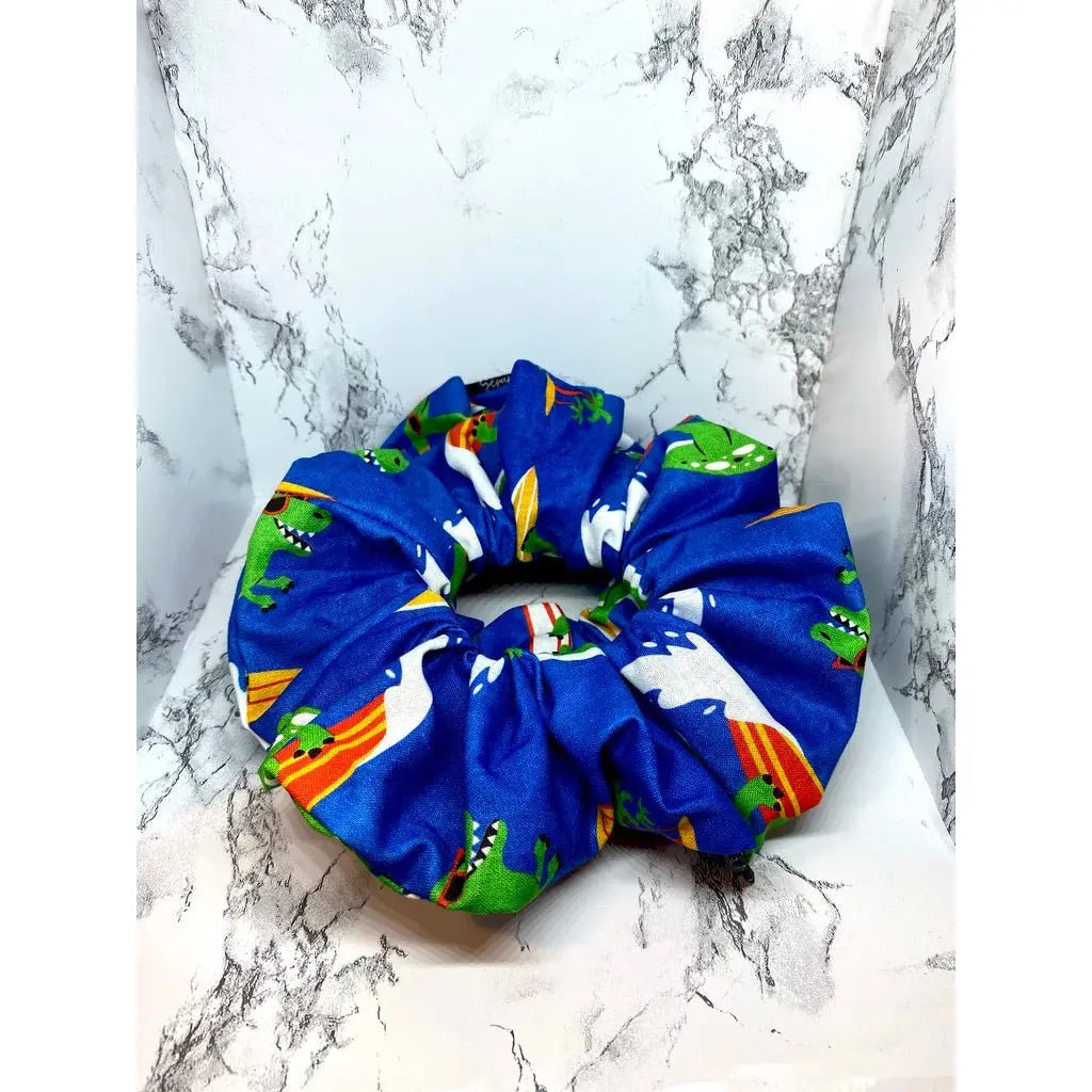 Surfing Dinosaurs Summer Scrunchie