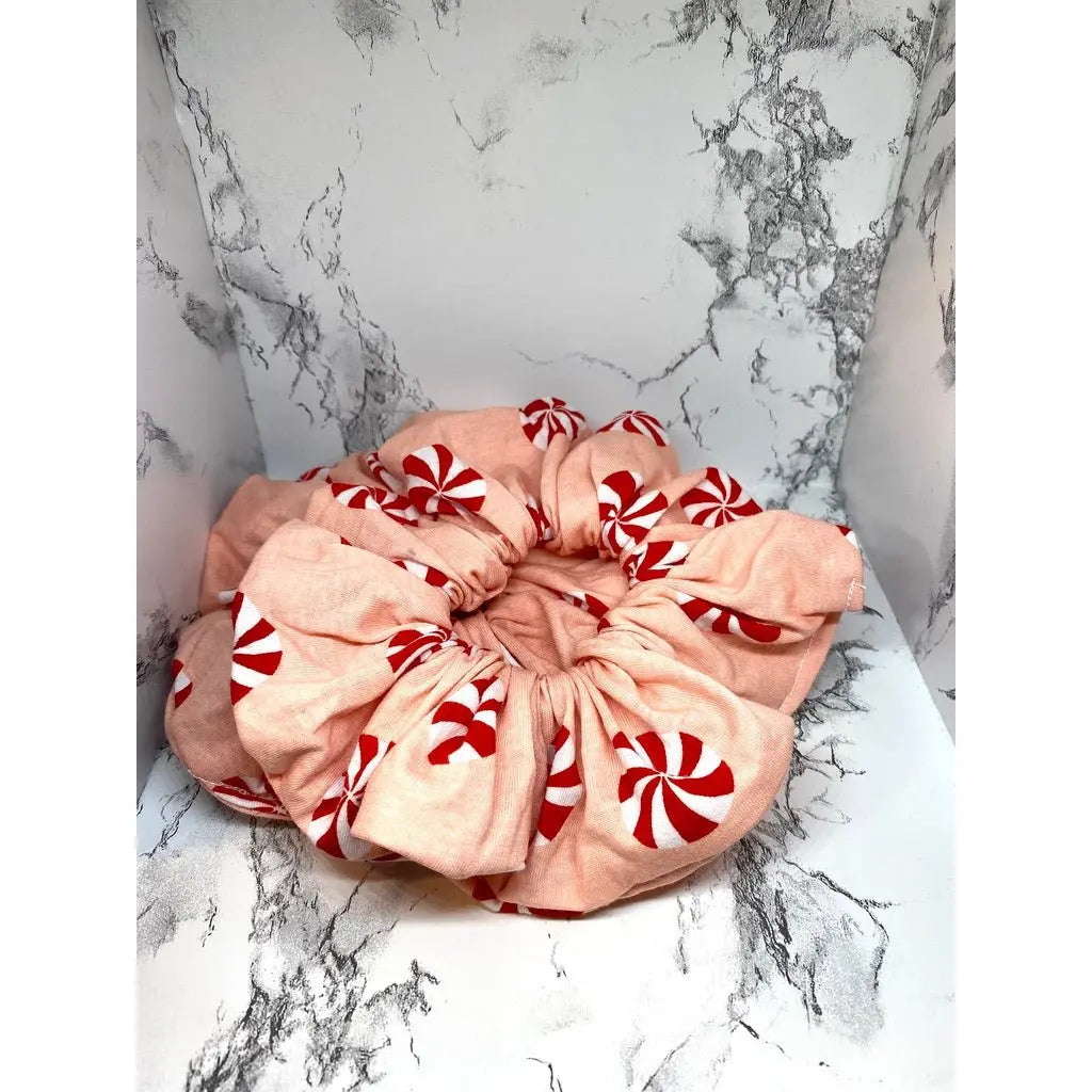 Pink Peppermint Christmas Scrunchie