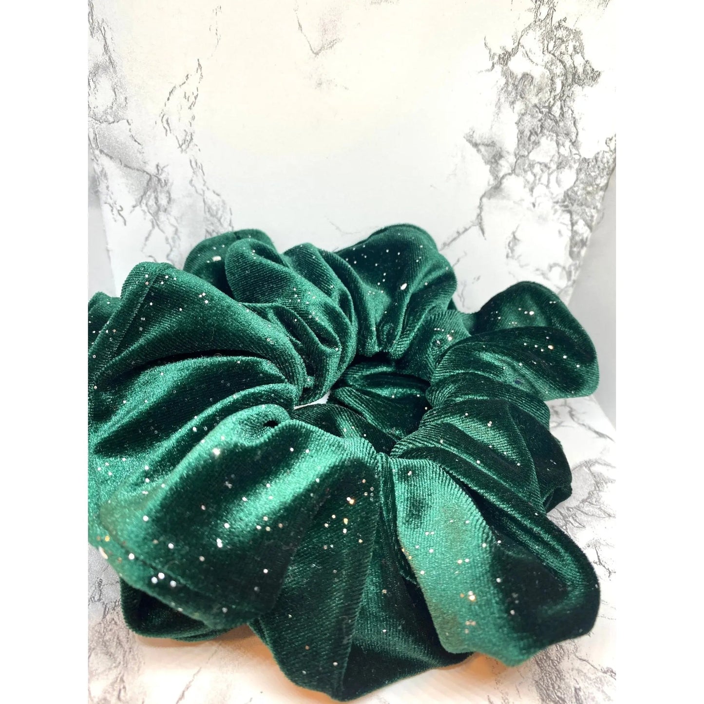Green Sparkle Velvet Christmas Scrunchie