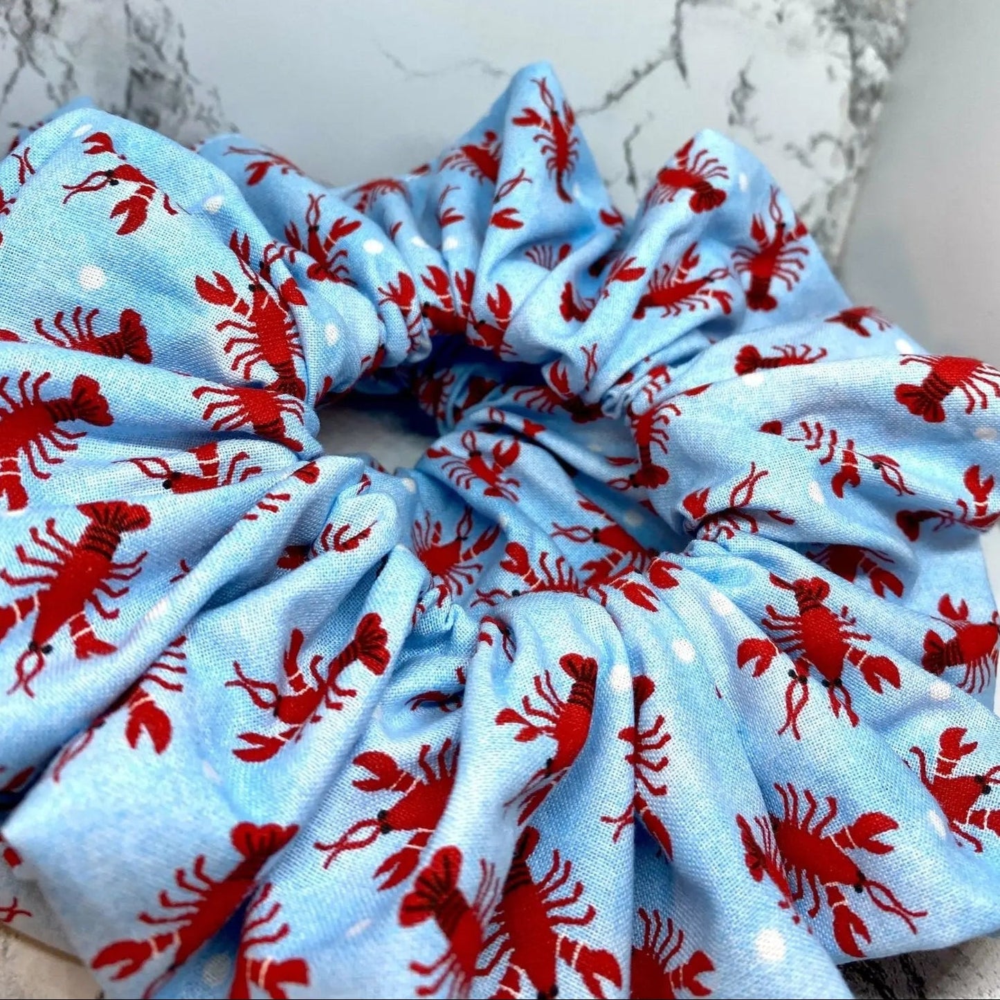 Blue Lobster Scrunchie