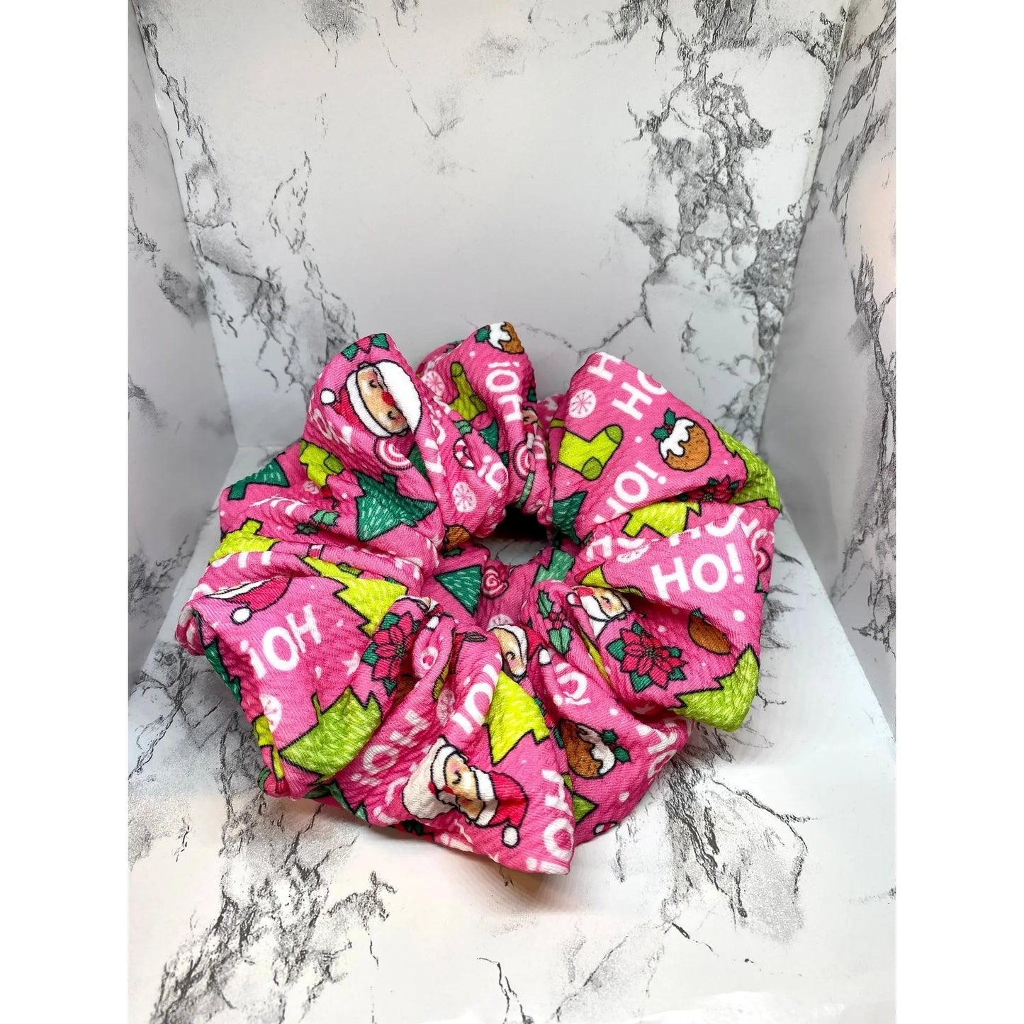 Pink Hohoho Christmas Bullet Scrunchie