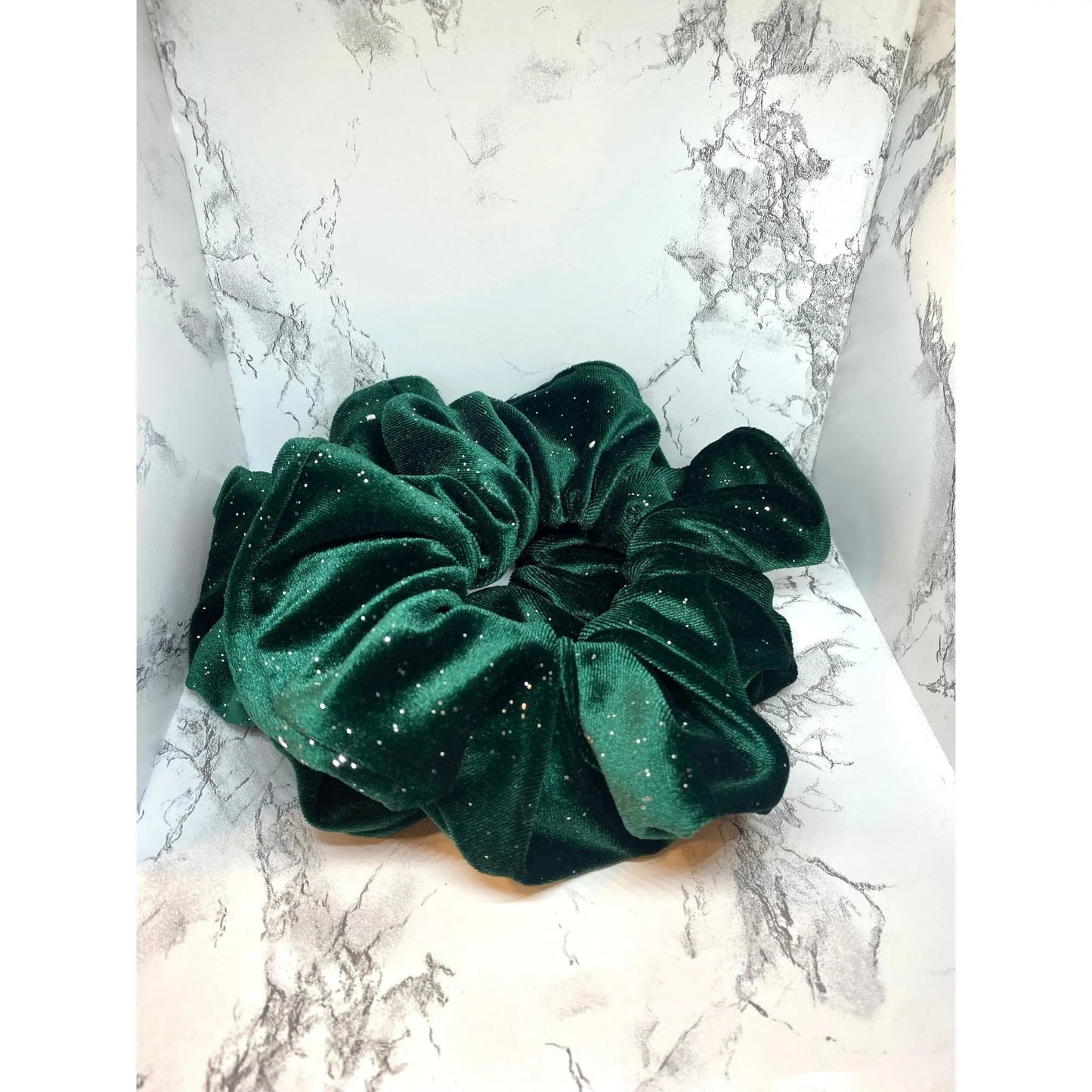 Green Sparkle Velvet Christmas Scrunchie