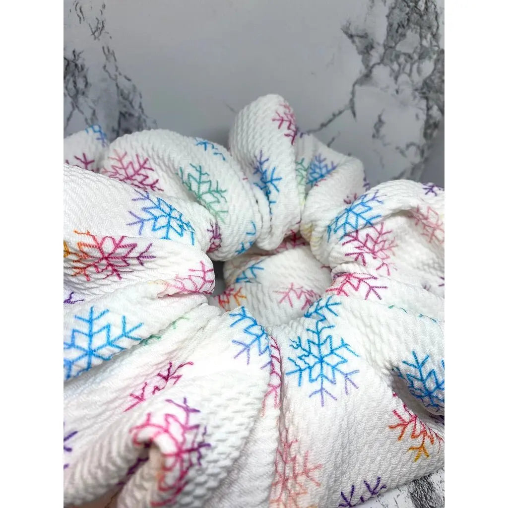 Rainbow Snowflake Bullet Christmas Scrunchie