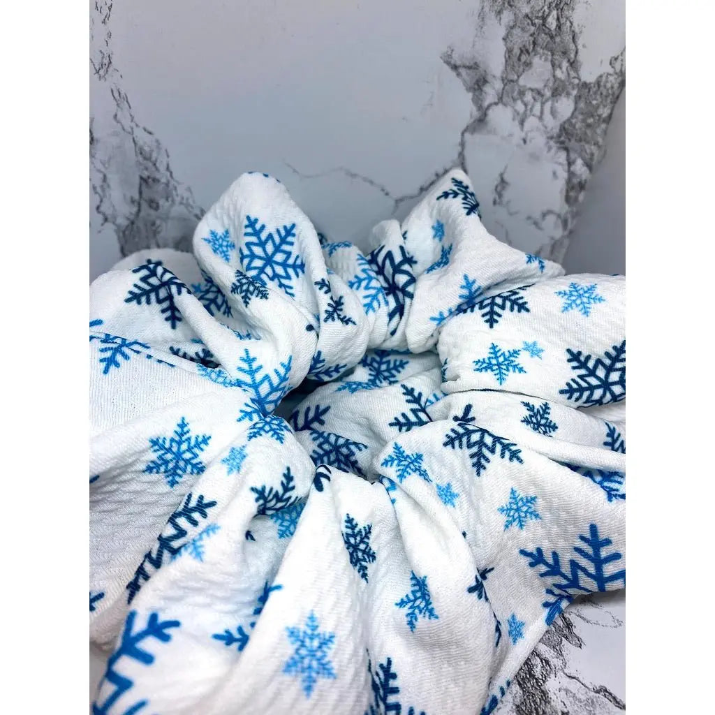 Blue Snowflake Bullet Christmas Scrunchie