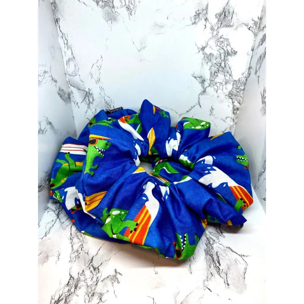 Surfing Dinosaurs Summer Scrunchie